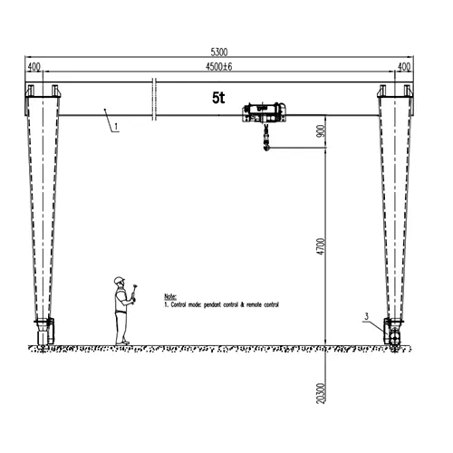 Tunnel Gantry Crane 5 Ton  S4.5m  H25m  6m Height Drawing & 3D Model
