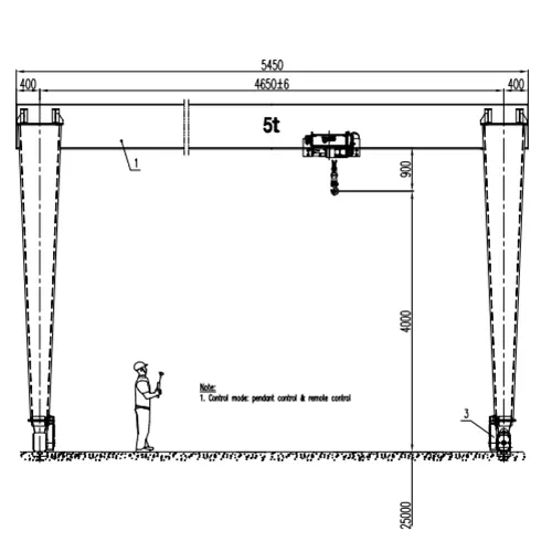  5 Ton European Single Girder Gantry Crane Drawing - MHO 5t-4.65m A5