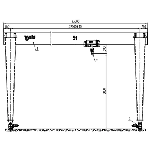 Wide Span Gantry Crane5 Ton S22m H6m Drawing & 3D Model - MHO 5t-22m A5